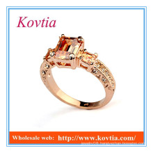 New products 2016 fashion 18k rose gold yellow topaz rings jewelry